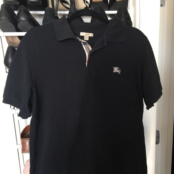 burberry black polo mens